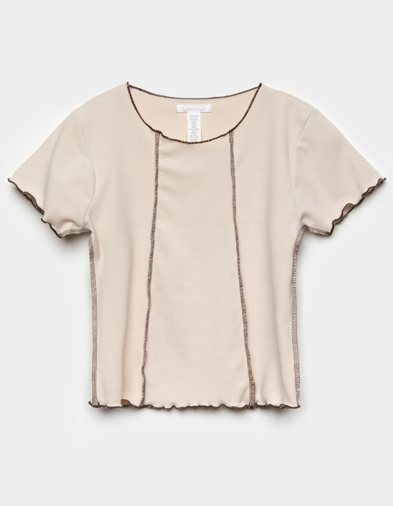 FULL TILT Girls Tan Seam Detail Baby Tee image number 0