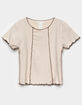 FULL TILT Girls Tan Seam Detail Baby Tee image number 1