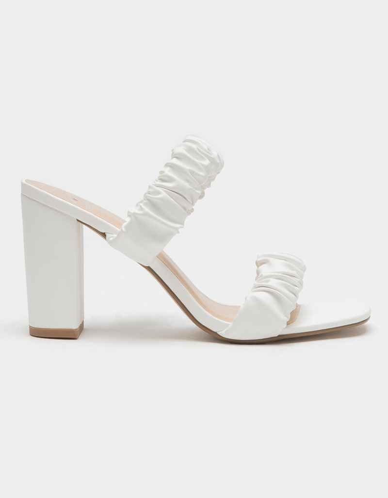DELICIOUS Womens White Scrunch Heel Mules image number 1