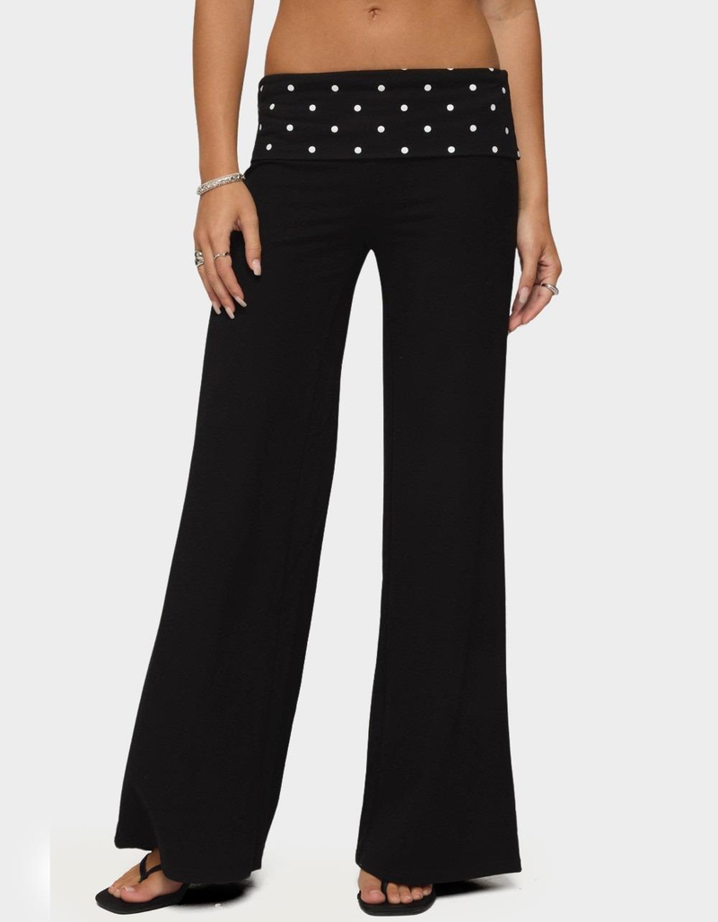 EDIKTED Reeva Polka Dot Fold Over Pants image number 0
