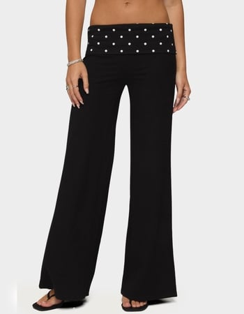 EDIKTED Reeva Polka Dot Fold Over Pants Primary Image