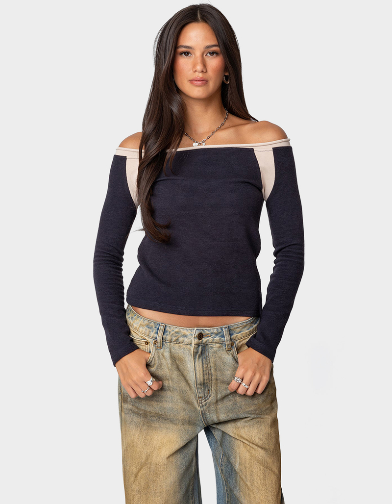 EDIKTED Off Shoulder Thermal Top image number 0
