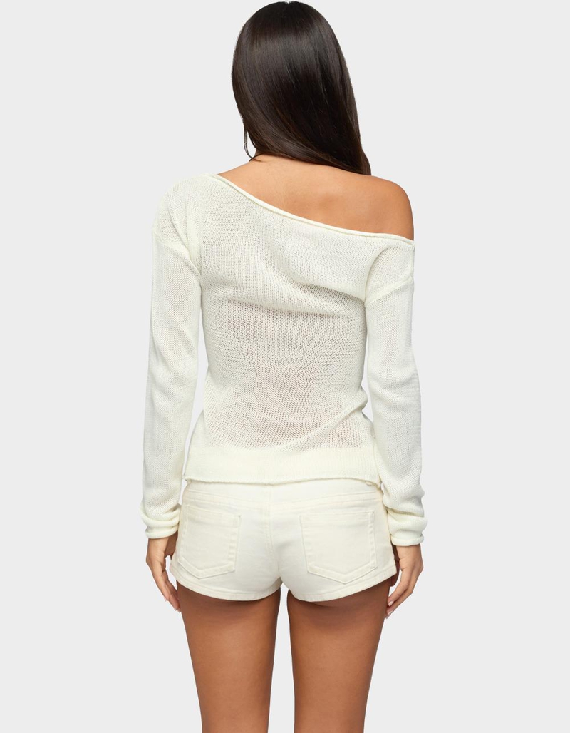 EDIKTED Violete Off Shoulder Sheer Sweater image number 2