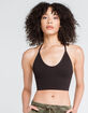 FULL TILT O-Ring Back Seamless Ribbed Black Bralette image number 1
