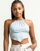 SKY AND SPARROW Open Lace Up Back Womens Light Blue Cami image number 1