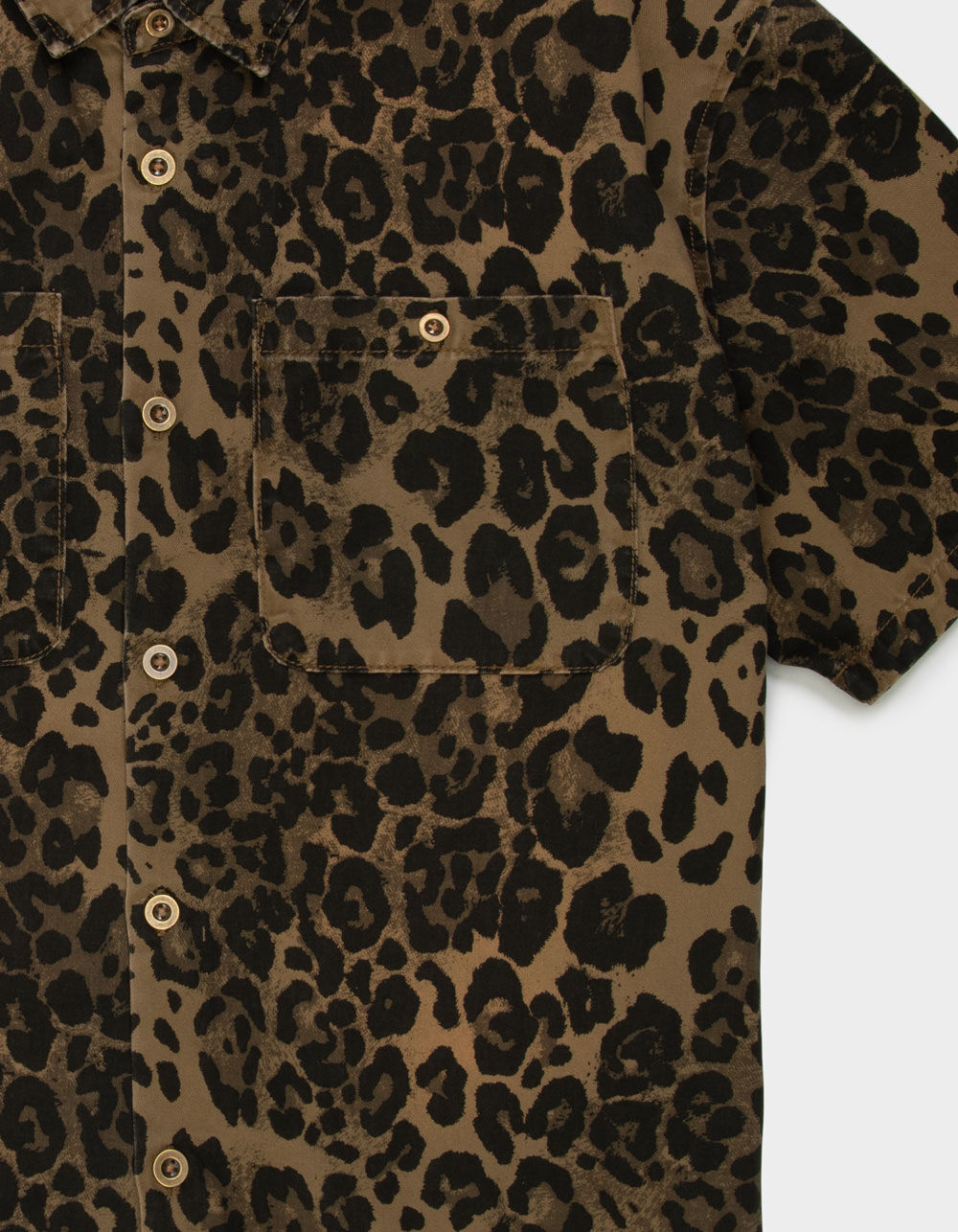 RSQ Mens Cropped Washed Twill Leopard Button Up Shirt RSQ Mens Cropped Washed Twill Leopard Button Up Shirt