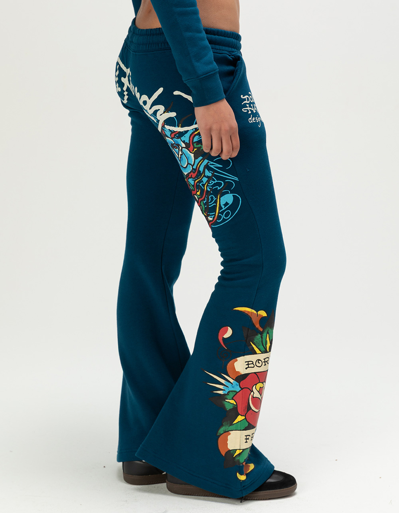 ED HARDY Flame Rose Womens Bootcut Sweatpants image number 3