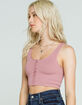 FULL TILT Seamless Henley Womens Lilac Crop Tank image number 2