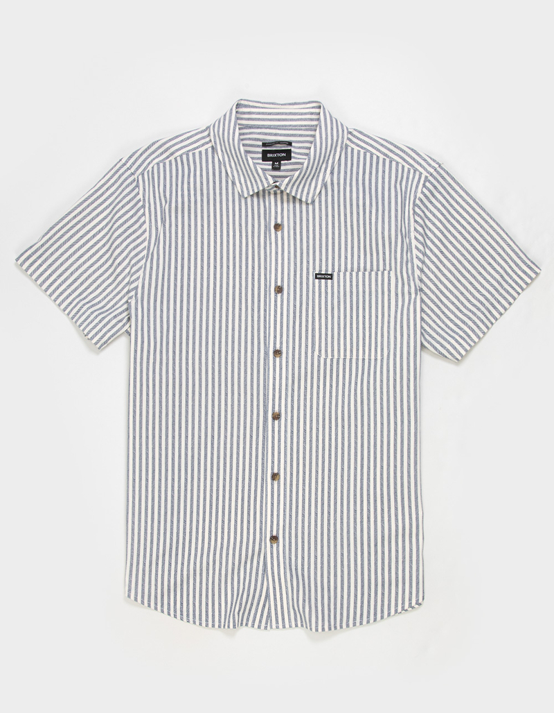 BRIXTON Coastal Print Stripe Mens Button Up Shirt image number 0