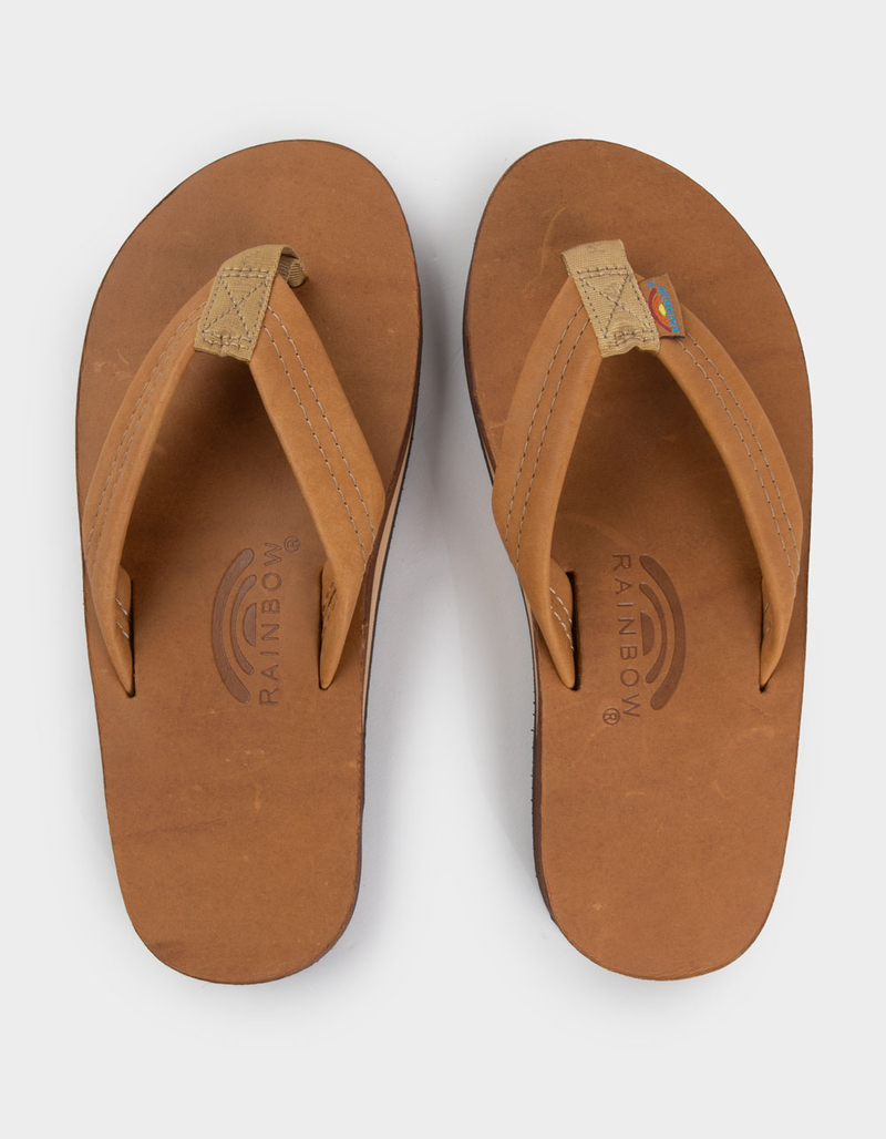 RAINBOW Single Layer Luxury Mens Leather Flip Flops image number 4