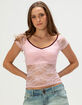 RSQ Womens Off The Shoulder Lace Contrast Top image number 1