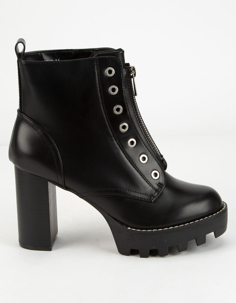 BAMBOO Lug Sole Zip Grommet Womens Boot image number 1