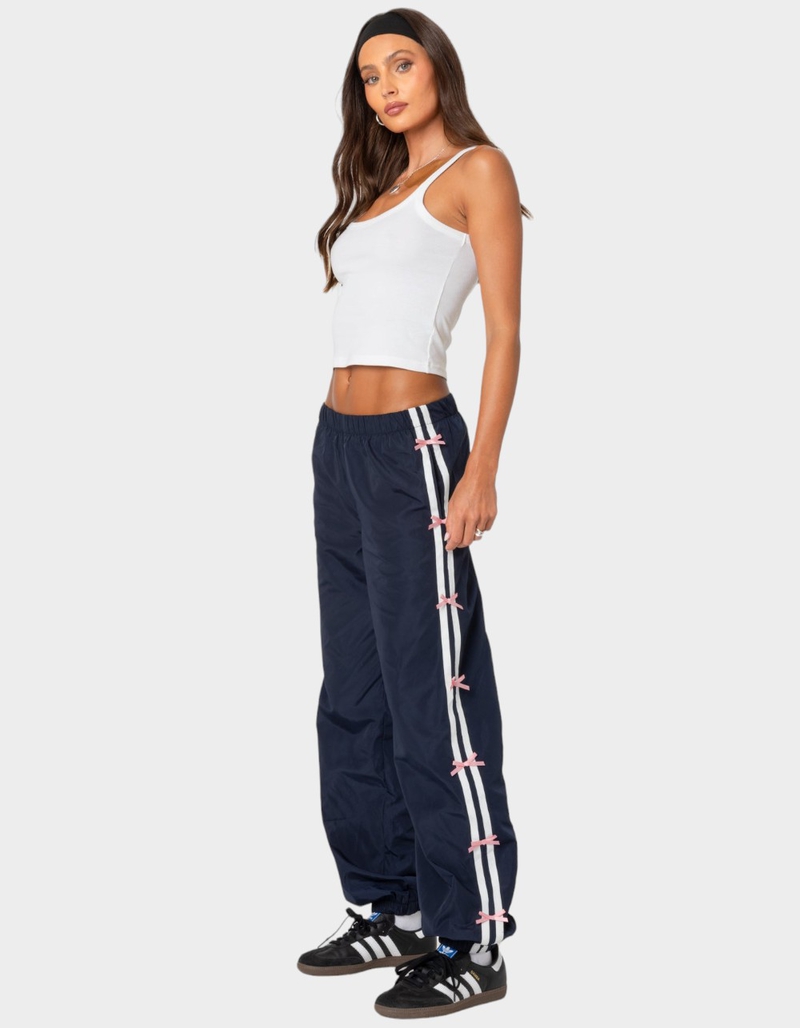 EDIKTED Bow Stripe Nylon Track Pants image number 1