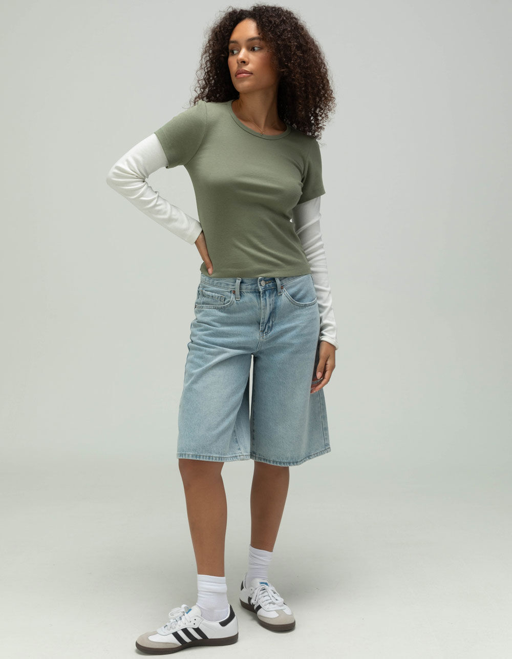 RSQ Womens 2FER Long Sleeve Tee - OLIVE | Tillys