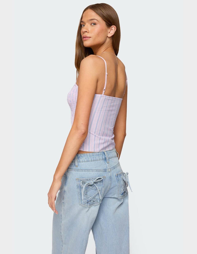 EDIKTED Leela Scrunch Striped Tank Top image number 4