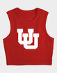 THE UNIVERSITY OF UTAH Distressed Primary Logo Womens Cropped Tank Top image number 4