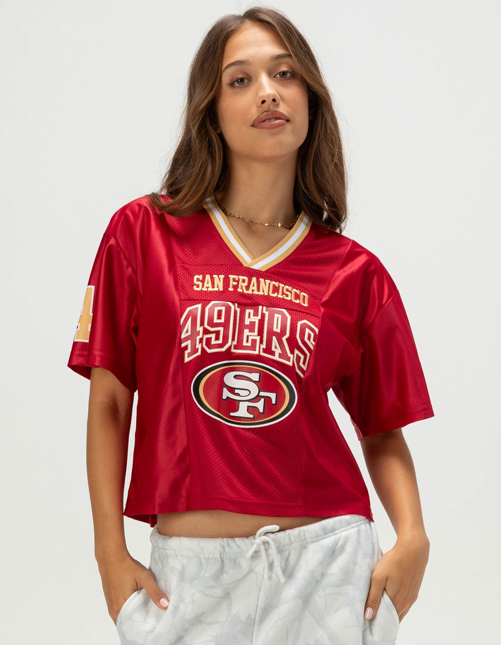 SAN FRANCISCO 49ERS Fight Song Womens Crop Mesh Jersey - RED | Tillys
