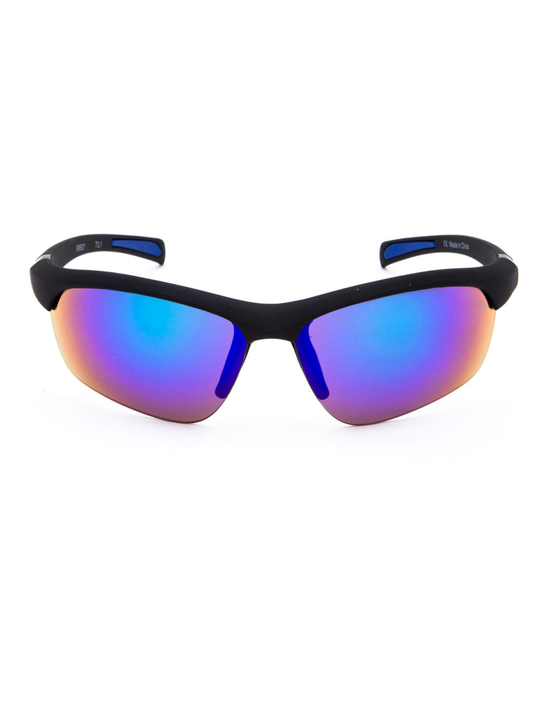 Blue Mirrored Sport Shield Sunglasses image number 1