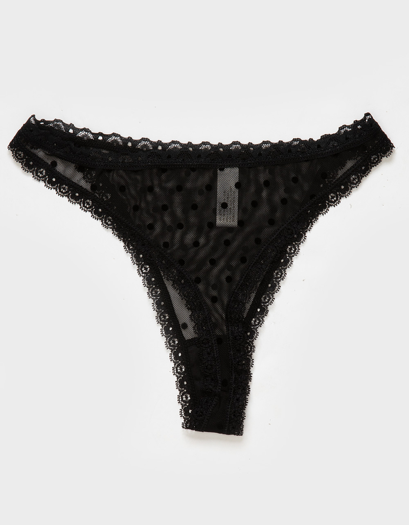 FULL TILT Flocked Dot Mesh Thong image number 1