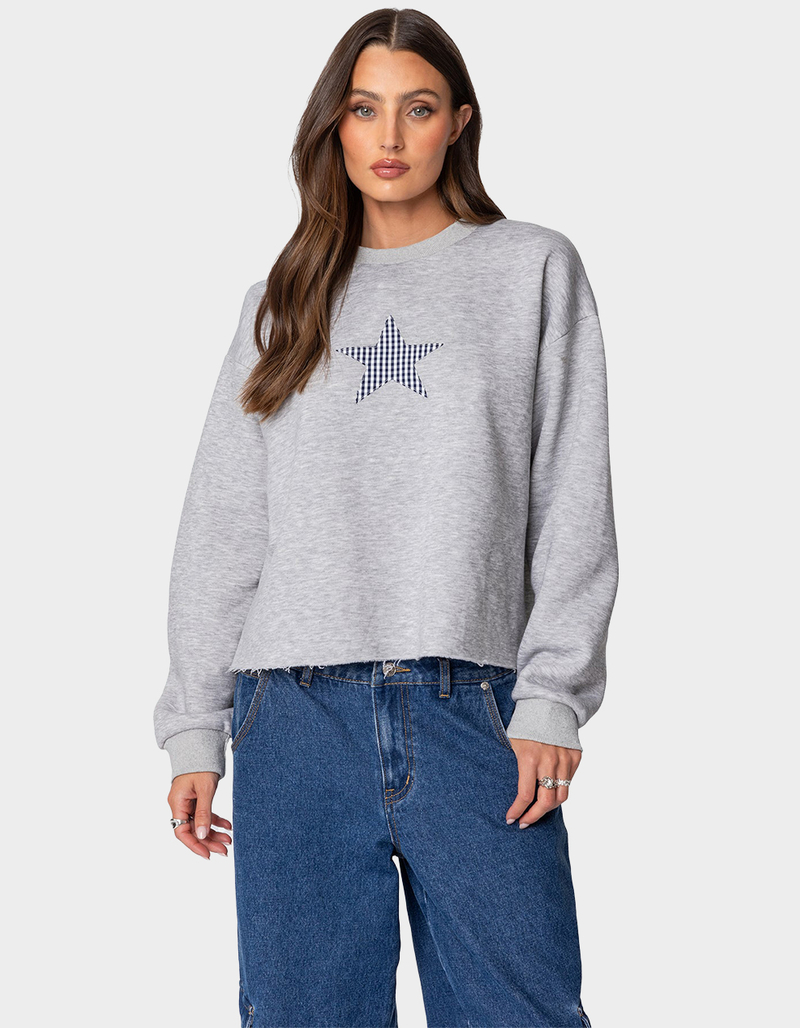 EDIKTED Gingham Star Sweatshirt image number 0
