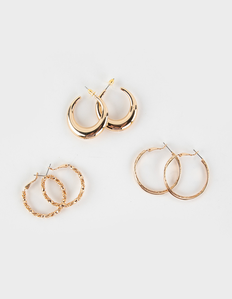 FULL TILT 3 Pack Twist Hoop Earring Set image number 0