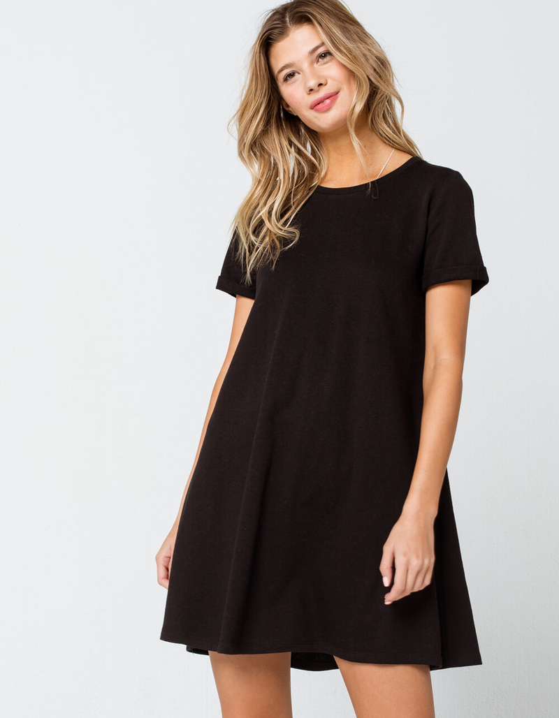 HEART & HIPS Solid Black Sweatshirt Dress image number 0