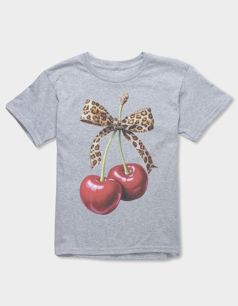 CHERRIES Leopard Bow Unisex Kids Tee image number 0