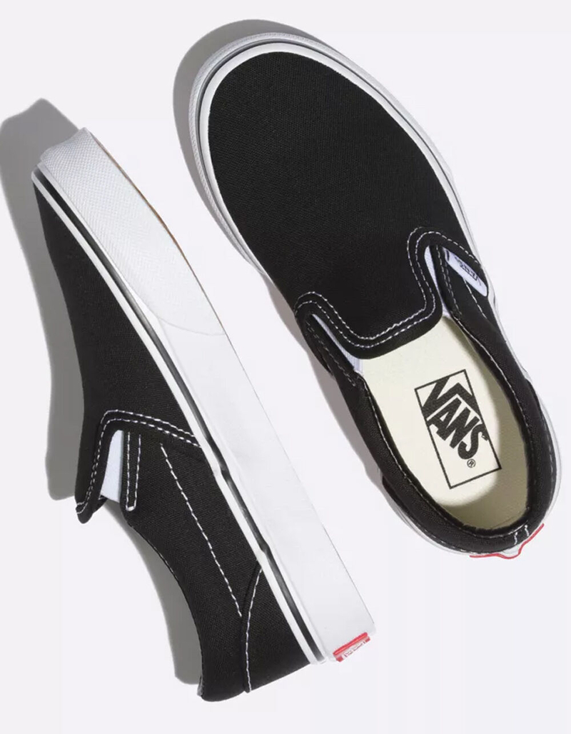 VANS Classic Slip-On Black & White Kids Shoes image number 2