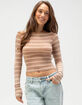 FULL TILT Stripe Boat Neck Womens Long Sleeve Tee image number 1