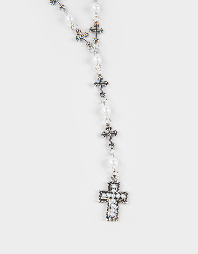 RSQ Pearl/Cross Long Necklace image number 1