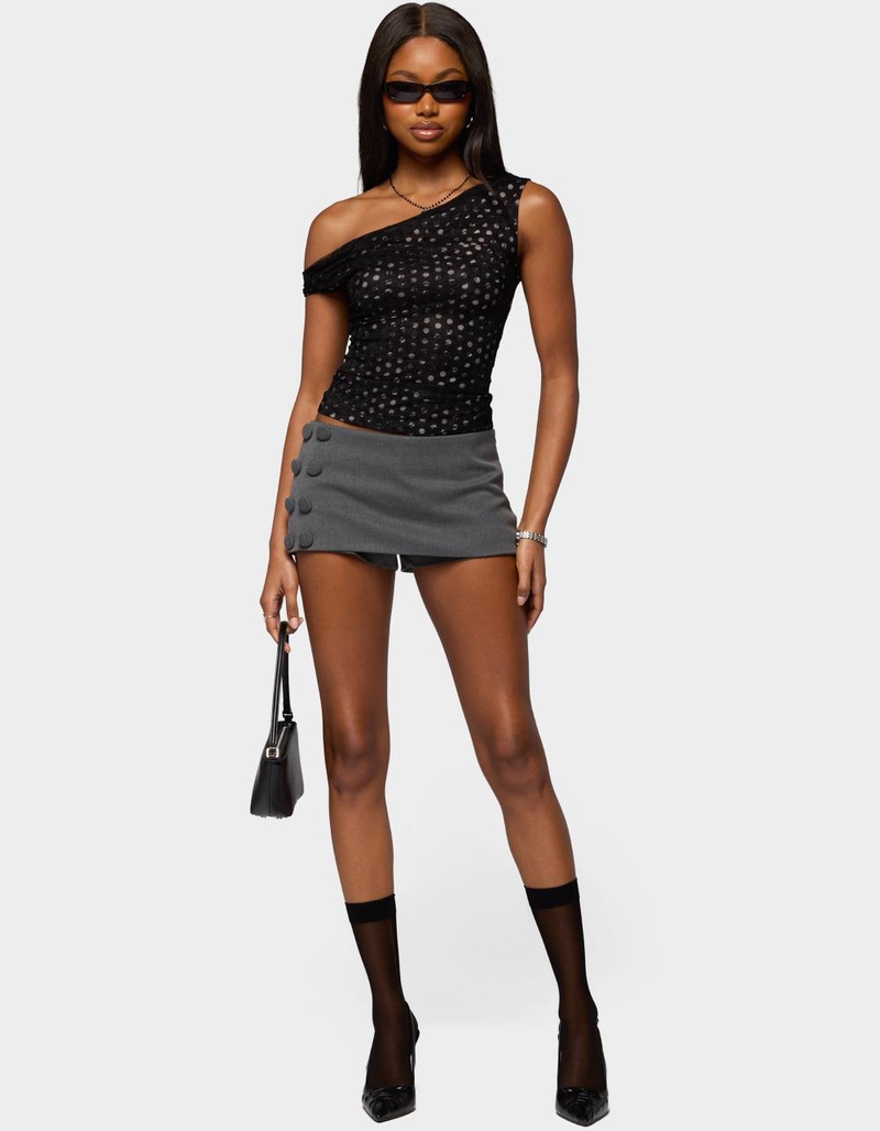 EDIKTED Off Shoulder Lace Polka Dot Top image number 4