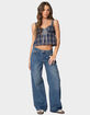 EDIKTED Plaid Lace Trim Tank Top image number 5