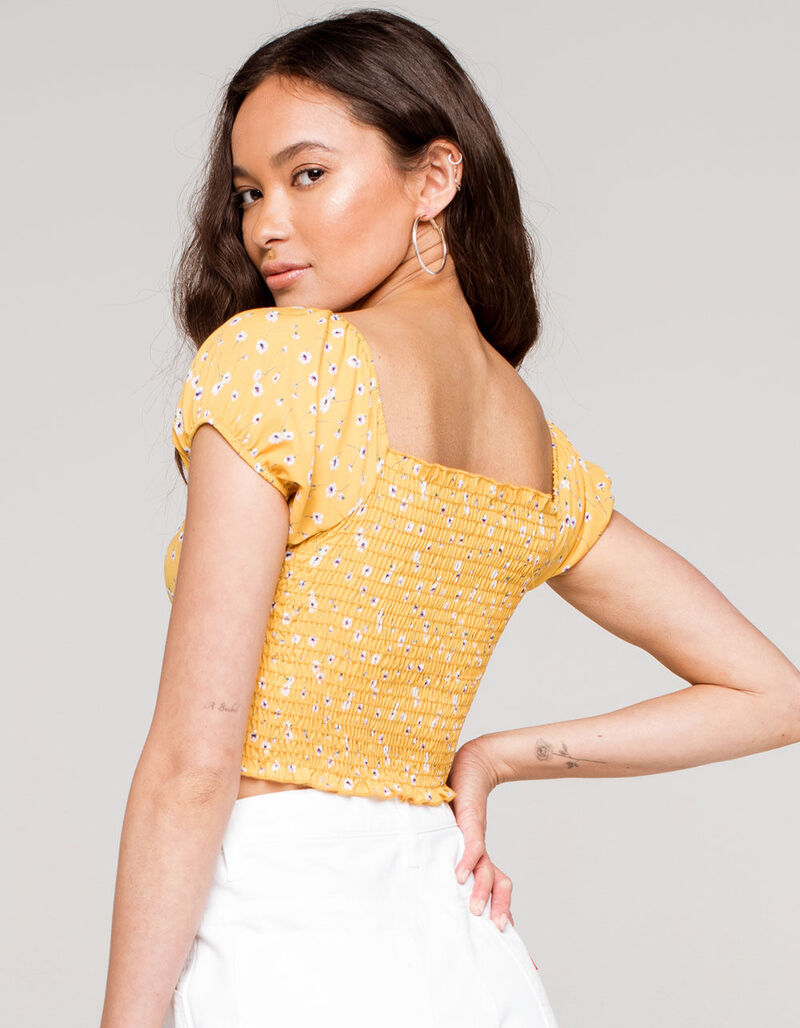 IJOAH Cinch Daisy Womens Yellow Crop Top YELLO 378398600