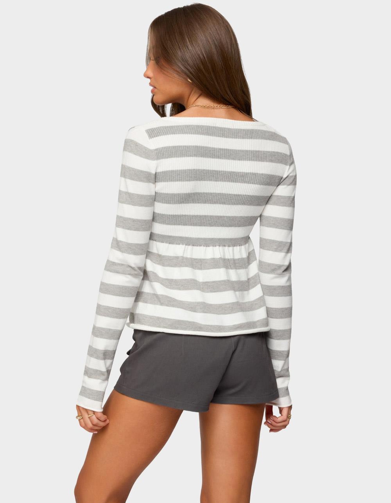 EDIKTED Lockie Striped Knit Babydoll Top image number 2