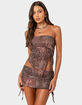 EDIKTED Leopard Printed Asymmetric Mesh Tube Top image number 1