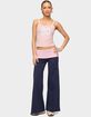 EDIKTED Petite Wide Leg Contrast Foldover Pants image number 4