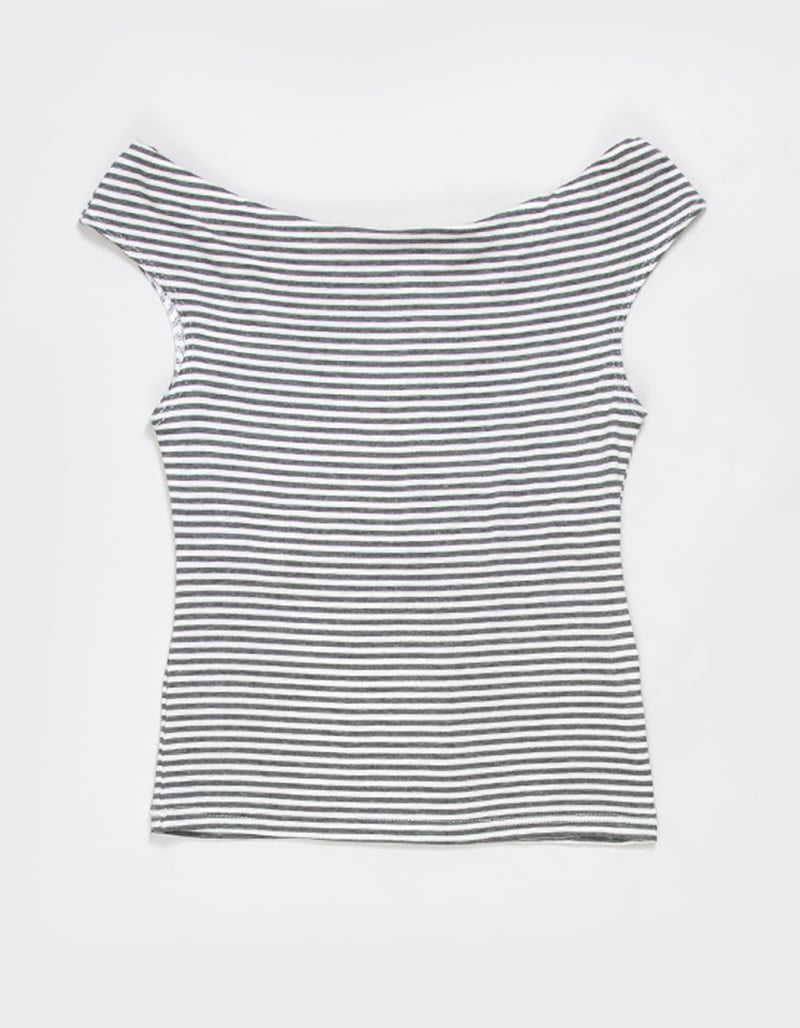 FULL TILT Girls Stripe Off The Shoulder Top image number 2