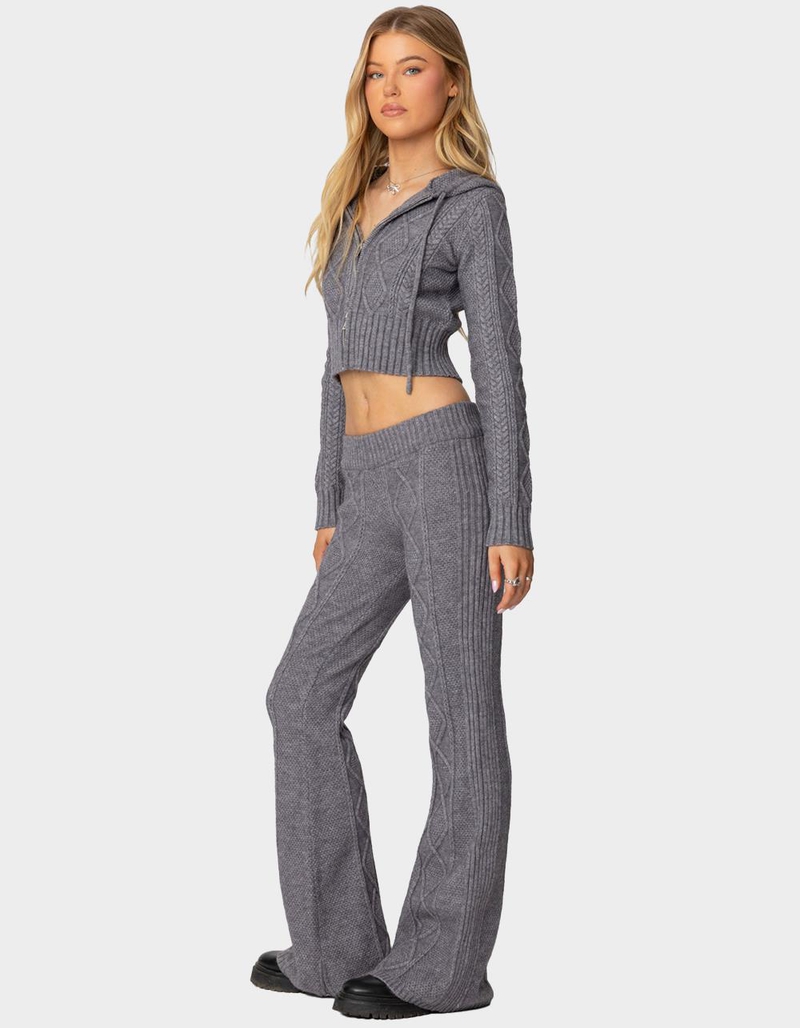 EDIKTED Ray Cable Knit Hooded Cardigan image number 4