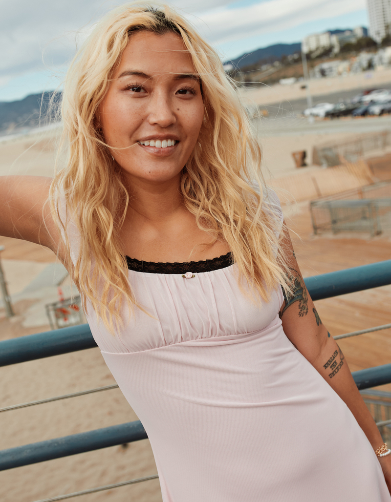 RSQ Womens Mesh Rosette Babydoll Dress image number 5