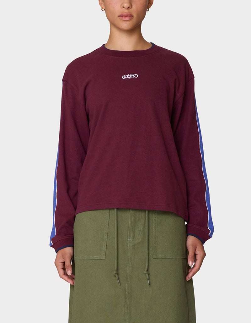 OBEY Rally Sleeve Stripe Womens Long Sleeve Top image number 0