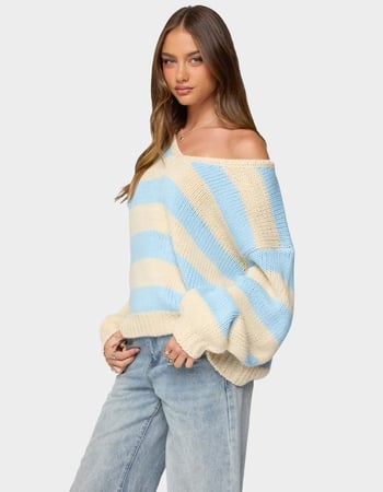 EDIKTED Tracie Striped Oversized Sweater Alternative Image