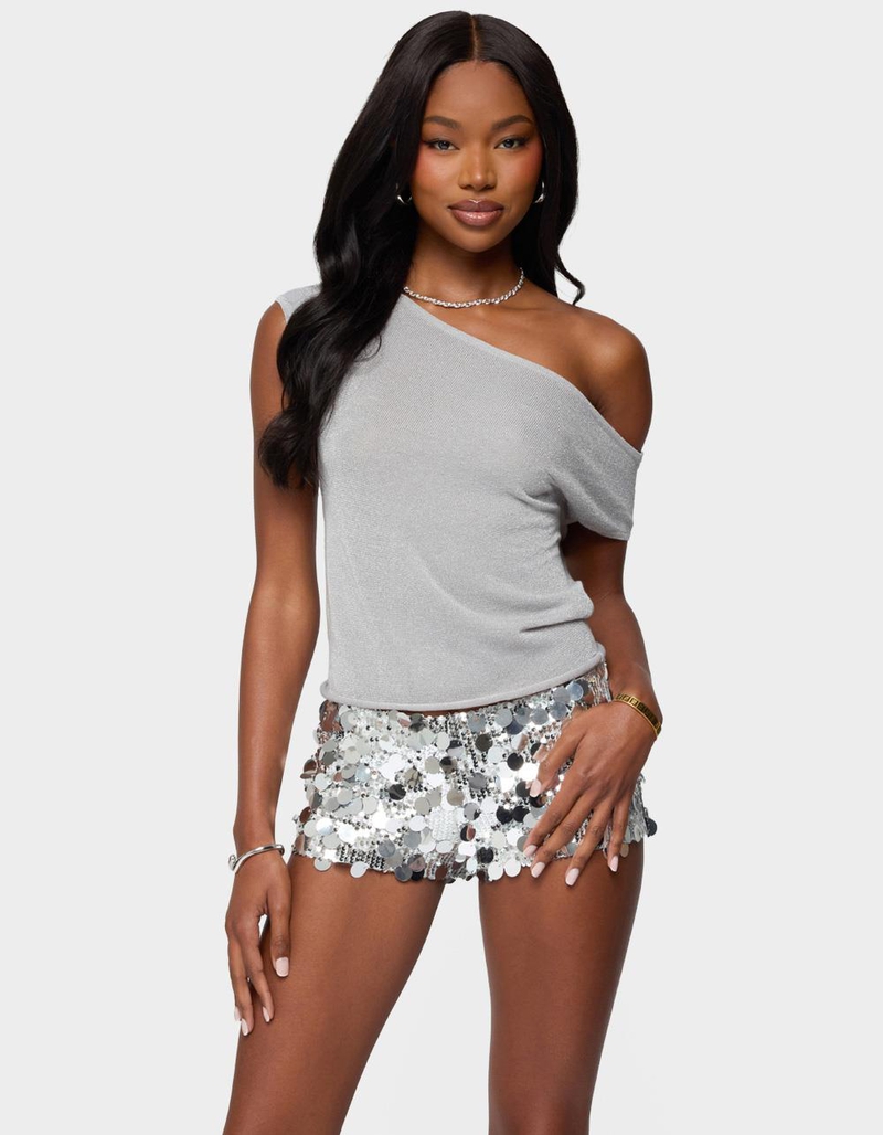 EDIKTED Holly Glitter Off Shoulder Top image number 0