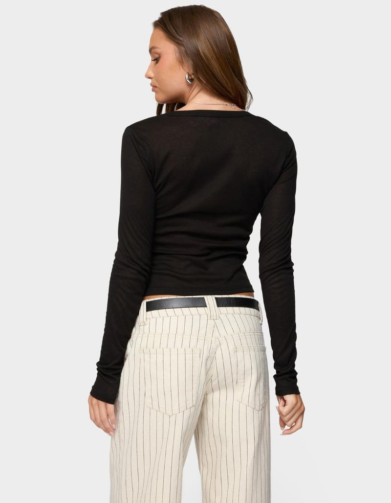 EDIKTED Nettie Ribbed Henley Top image number 2