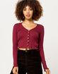SKY AND SPARROW Solid Pointelle Burgundy Womens Knit Top image number 1