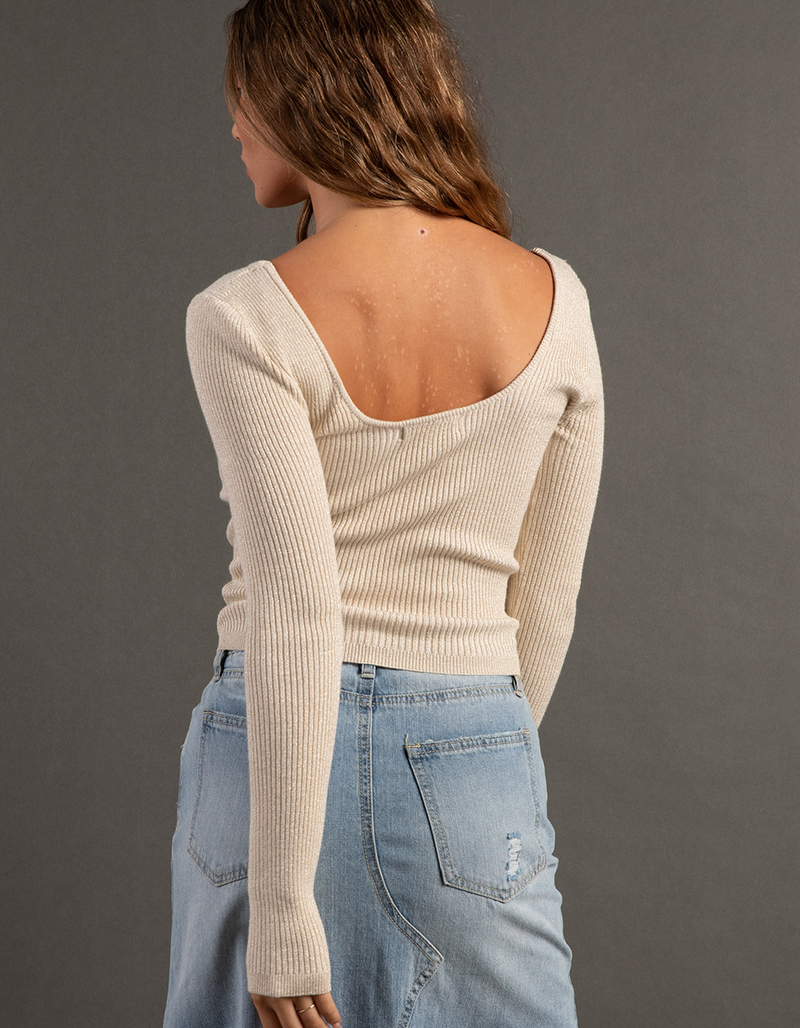 RSQ Womens Sparkle Rib Scoop Neck Womens Sweater image number 4