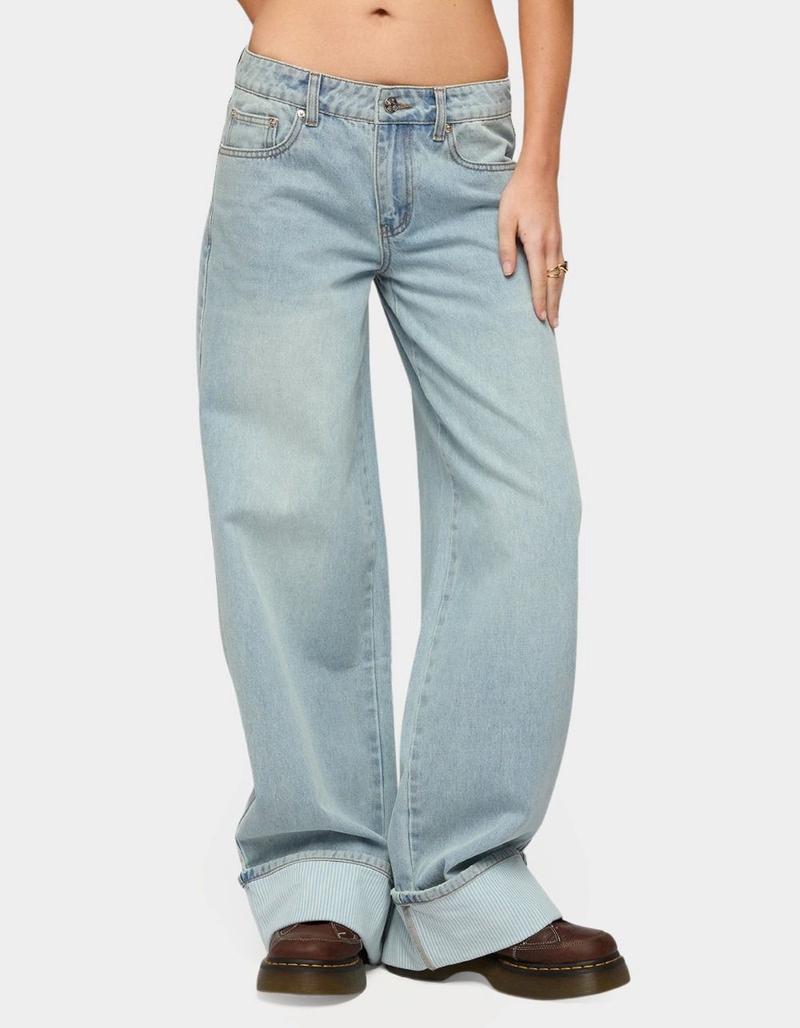 EDIKTED Contrast Heart Low Rise Baggy Jeans image number 0