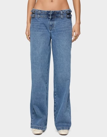 EDIKTED Livia Double Belt Low Rise Jeans Primary Image