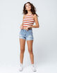 SKY AND SPARROW Stripe Rib High Neck Tan Womens Crop Tank Top image number 4