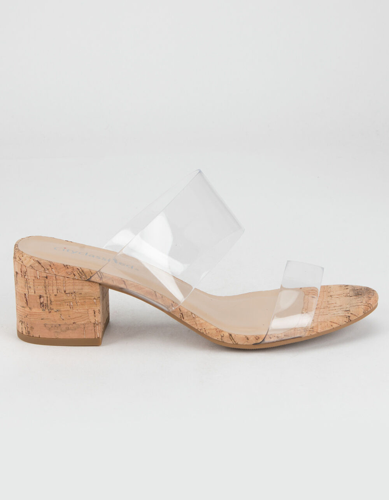 CITY CLASSIFIED Clear Strap Womens Cork Block Heels image number 1