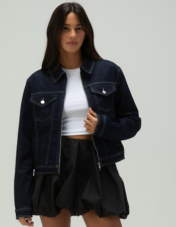 WEST OF MELROSE Zip Front Womens Denim Jacket Alternative Image